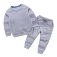 thumbnail image 1 of NIEWTR Toddler Baby Boy Clothes 2pcs Fall Outfits Long Sleeve Solid Sweatshirt T-Shirt Top Striped Drawstring Pants Set(Z099-Grey,10-11 Years), 1 of 7