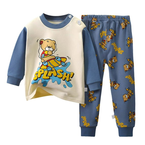 NIEWTR Toddler Baby Boy Clothes Color Block Pullover Sweatshirt Top Elastic Waist Joggers Pants 2Pcs Fall Outfit 2PC Long Sleeve Pajamas Set For 1t 2t 3t 4t ,4-5 Years