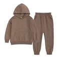 thumbnail image 1 of NIEWTR Toddler Baby Boy Clothes Long Sleeve Crewneck Sweatshirt Top Casual Pants Set 2Pcs Fall Winter Outfits Long Sleeve Sweatshirt And Pants 2Pcs Set(Coffee,1-2 Years), 1 of 2