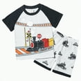 thumbnail image 1 of NIEWTR Toddler Baby Boy Embroidered Print T-Shirt and Striped Shorts Outfit Set T-Shirt Tops & Shorts Sets 2Pcs For 1t 2t 3t 4t 5t 6t Pajamas & Dailywear (Gray,4-5 Years), 1 of 9