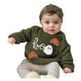 thumbnail image 1 of NIEWTR Toddler Baby Boy Fall Outfit Contrast Color Pumpkin Print Sweatshirt Tops + Elastic Waist Pants Winter Clothes (4-5 Years,Z091-Green), 1 of 6