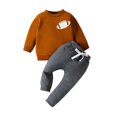 thumbnail image 1 of NIEWTR Toddler Baby Boy Fall Outfits Long Sleeve Crew Neck Pullover Sweatshirt + Jogger Pants Set Infant Winter Clothes (6-9 Months,Brown), 1 of 6