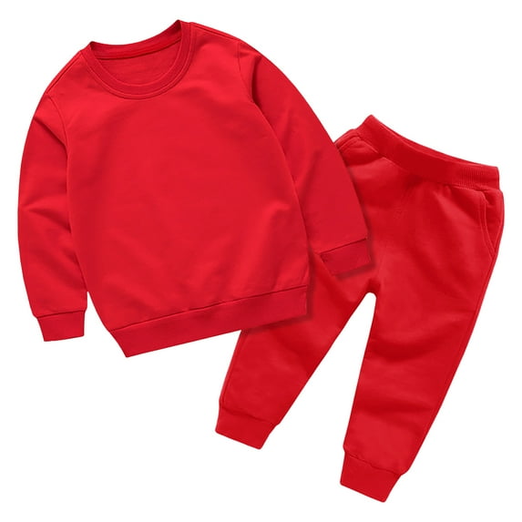 NIEWTR Toddler Baby Boy Fall Winter Pullover Contrast Color Sweatshirt Long Sleeve Shirt and Pants Sweatsuit Outfits Set Winter Set for 0 6 12 18 24 M 1t 2t 3t 4t 5t 6t,Red,7-8 Years