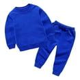 thumbnail image 1 of NIEWTR Toddler Baby Boy Girl Clothes Letters Prints Long Sleeve Sweatshirt Tops and Casual Pants Fall Clothing Set (10-11 Years,Z08-Dark Blue), 1 of 4