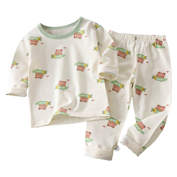 NIEWTR Toddler Baby Boy Girl Clothes Winter Contrast Color Long Sleeve Pullover Sweatshirt Pants 2Pcs Fall Outfits Set 2PC Long Sleeve Pajamas Set For 1t 2t 3t 4t ,6-7 Years