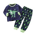 thumbnail image 1 of NIEWTR Toddler Baby Boy Girls Autumn Winter Clothes Set Print Crew Neck Long Sleeve T-Shirts Elastic Waist Pants 2Pcs Fall Winter Outfits Children's Gift,Green,6-12 Months, 1 of 5