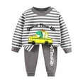 thumbnail image 1 of NIEWTR Toddler Baby Boy Girls Autumn Winter Outfit Round Neck Long Sleeve Smocked T-shirt Elastic waist Casual Pants 2Pcs Children's Gift Cartoon Print 2PCS Set，3-6 Months, 1 of 5