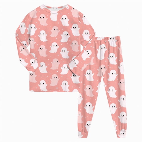 NIEWTR Toddler Baby Boy Girls Halloween Pajamas Set Kids Pumpkin Ghost Sleepwear 2 Pcs Pjs Cute Cartoon Print Long Sleeve Top and Pants