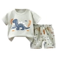 thumbnail image 1 of NIEWTR Toddler Baby Boy Girls Outfit Cartoon Print T Shirts Top Plaid Elastic Shorts Set 2Pcs Dinosaur Summer Children's Gift For 18-24 Months 2t 3t 4t 5t 6t Summer Pjs kids,2--3 Years, 1 of 3