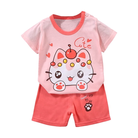 NIEWTR Toddler Baby Boy Girls Outfit Short SleeveT Shirts Top and Elastic Shorts Set 2Pcs e Summer Gift For 18-24 Months 2t 3t 4t 5t 6t Summer Pjs kids,7-8 Years