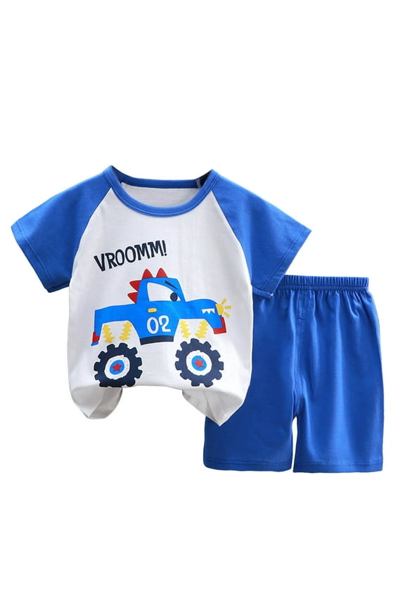 Toddler Baby Boy Girls Outfit Short SleeveT Shirts Top and Elastic Shorts Set 2Pcs e Summer Gift For 18-24 Months 2t 3t 4t 5t 6t Summer kid Pajamas Set ,9-18 Months