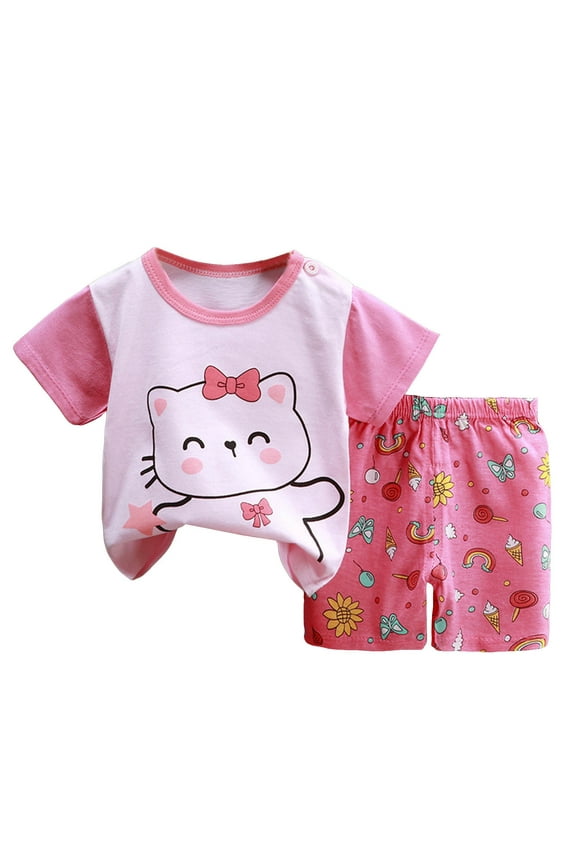 Toddler Baby Boy Girls Summer Cute Dinosaur Tank Tops+Elastic Shorts Outfits Elastic Cotton Short Sets Set For 18-24 Months 2t 3t 4t 5t 6t Pajamas & Dailywear Set ,5-6 Years