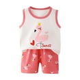 thumbnail image 1 of NIEWTR Toddler Baby Boy Girls Summer Cute Dinosaur Tank Tops+Elastic Shorts Outfits Lightweight Elastic Cotton Short Sets Set Pajamas & Dailywear Set 3-4 Years,Red, 1 of 3