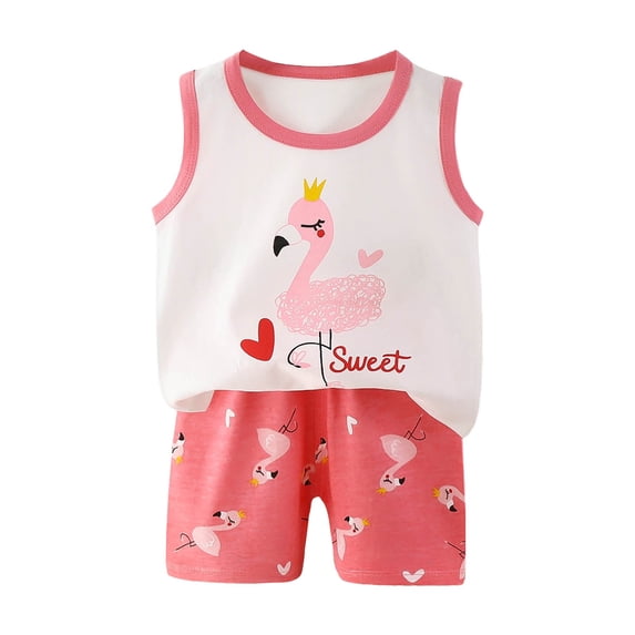 NIEWTR Toddler Baby Boy Girls Summer Cute Dinosaur Tank Tops+Elastic Shorts Outfits Lightweight Elastic Cotton Short Sets Set Pajamas & Dailywear Set 3-4 Years,Red
