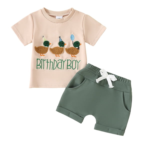 NIEWTR Toddler Baby Boy Girls Summer Outfit Short Sleeve T Shirt Elastic Shorts Outfits Infant Beach Casual 2Pcs Pajamas & Dailywear Set 18-24 Months,Light Green