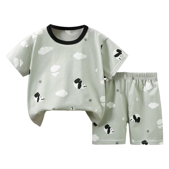NIEWTR Toddler Baby Boy Girls Summer Outfits Short Sleeve T-Shirt + Short Pants 2PCS Set Casual Clothes Summer Pjs For 18-24 Months 2t 3t 4t 5t 6t Summer Pjs kids,2-3 Years