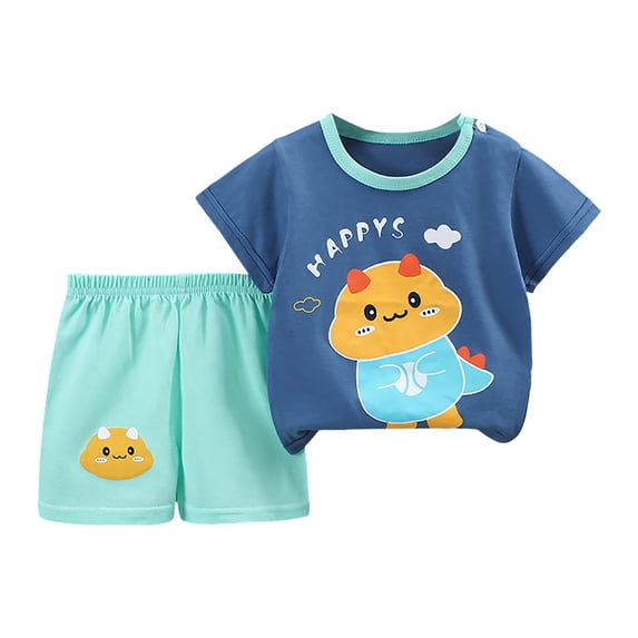NIEWTR Toddler Baby Boy Girls Summer Set Letter Print Crew Neck Short Sleeve T-Shirts Elastic Waist Shorts 2Pcs Summer Pjs For 18-24 Months 2t 3t 4t 5t 6t Summer Pajamas Set ,18-24 Months