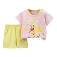thumbnail image 1 of NIEWTR Toddler Baby Boy Girls Summer T Shirt Elastic Waist Pockets Elastic Shorts Set 2 Piece Outfit Cartoon Print Summer Pjs For 18-24 Months 5t 6t Children's Day Gift 2PCS Set ,12-18 Months, 1 of 3
