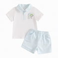 thumbnail image 1 of NIEWTR Toddler Baby Boy Golf Outfit Golf Cart Polo T-Shirt Tops with Shorts 2Pcs Summer Golf Clothes Set for 12M-5T(A01-Light Blue,12-18 Months), 1 of 4