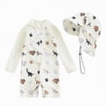 thumbnail image 1 of NIEWTR Toddler Baby Boy Long Sleeve Rashguard Sets Kids One Piece Swimsuit Bathing Suit UPF 50+ UV Zipper Swimwear(A01-White,3-6 Months), 1 of 8