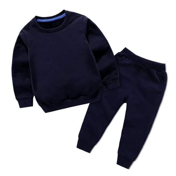 NIEWTR Toddler Baby Boy Outfit Toddler Boys Girls Long Sleeve Patchwork Colour T Shirt Pullover Tops Pants Sweatshirt Pullover Tops Jogger Pants(Z099-Navy,1-2 Years)