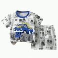 thumbnail image 1 of NIEWTR Toddler Baby Boy Summer Embroiderey Waffle Knit Short Sleeve T-Shirt Tees +Casual Shorts Set T-Shirt Tops & Shorts Sets 2Pcs For 1t 2t 3t 4t 5t 6t (Green,2-3 Years), 1 of 4