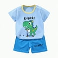thumbnail image 1 of NIEWTR Toddler Baby Boy Summer Outfits Sleeveless Letter Printed Tank Tops Elastic T-Shirt Tops & Shorts Sets 2Pcs For 1t 2t 3t 4t 5t 6t Pajamas & Dailywear (Blue,12-18 Months), 1 of 4