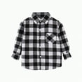 thumbnail image 1 of NIEWTR Toddler Baby Boys Little Girls Flannel Jacket Fall Winter Long Sleeve Button Up Shirt Little Kids Lapel Shacket Coats Outwear Tops with Pockets Long Sleeve Button Shirt for 18-24 Months, 1 of 4