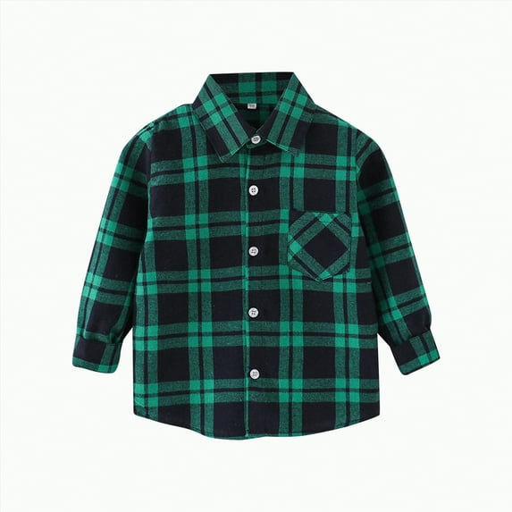 NIEWTR Toddler Baby Boys Little Girls Flannel Jacket Fall Winter Long Sleeve Button Up Shirt Little Kids Lapel Shacket Coats Outwear Tops with Pockets Long Sleeve Button Shirt for 4-5 Years