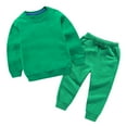 thumbnail image 1 of NIEWTR Toddler Baby Boys Little Girls Outfit Letters Prints Long Sleeve Sweatshirt Tops Long Pants Set Fall Clothes (10-11 Years,Z08-Green), 1 of 3