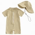 thumbnail image 1 of NIEWTR Toddler Baby Boys Long Sleeve Swimsuit Trunks Bathing Suit Swimwear with Hat 3Pcs Rash Guard Set(A8-Yellow,3-6 Months), 1 of 7