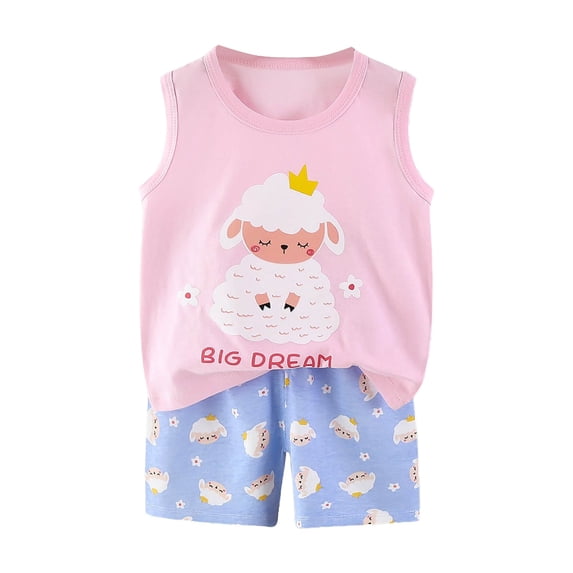 NIEWTR Toddler Baby Boys Summer Outfits Short Sleeve Cartoon Print T-Shirt Tops & Elastic Shorts Sets 2Pcs Boys Cotton 18-24 Months 2t 3t 4t 5t 6t Summer Pjs kids,12-18 Months