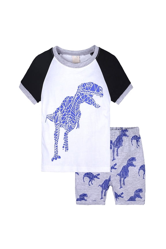 Toddler Baby Boys Summer Outfits Short Sleeve Cartoon Print T-Shirt Tops & Elastic Shorts Sets 2Pcs Boys Cotton Children's Gift For 18-24 Months 2t 3t 4t 5t 6t Summer Pjs kids,3-4 Years