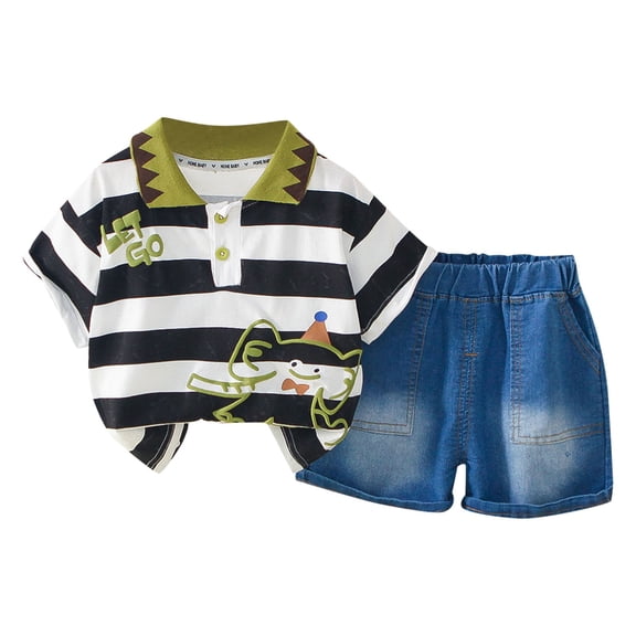 NIEWTR Toddler Baby Boys Summer Outfits Short Sleeve Cartoon Print T-Shirt Tops & Elastic Shorts Sets 2Pcs Boys Cotton Summer Pjs 5t 6t Children's Day Gift 2PCS Set ,4-5 Years