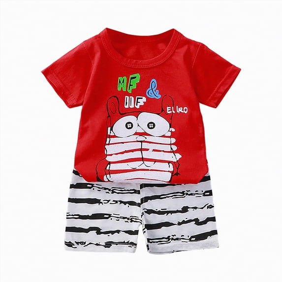 NIEWTR Toddler Baby Clothes Cars Athletic T-Shirt and Shorts Outfit Set Infant to Big Kid Sizes(A01-Red,5-6 Years)