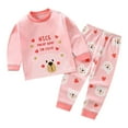 thumbnail image 1 of NIEWTR Toddler Baby Fall Winter Clothes Pullover Contrast Color Sweatshirt Long Sleeve Shirt and Pants Sweatsuit Outfits Set Homewear Fall Winter Outfit（Pink，3-4 Years）, 1 of 3