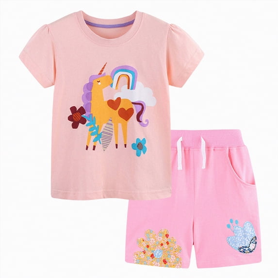 NIEWTR Toddler Baby Girl Clothes 12 18 24 Month 2T 3T Summer Outfit Strawberry Cowgirl Boots Graphic T-shirts Shorts Set(Pink,2-3 Years)