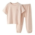 thumbnail image 1 of NIEWTR Toddler Baby Girl Clothes 1T 2T 3T 4T 5T Fall Winter Outfits Contrast Color Long Sleeve Sweatshirt + Pants Sets Pajamas & Dailywear Set Homewear Fall Winter Outfit（Khaki，6-7 Years）, 1 of 9