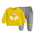 thumbnail image 1 of NIEWTR Toddler Baby Girl Clothes Contrast Color Long Sleeve Sweatshirt Tops and Casual Pants Fall Clothing Set Homewear Fall Winter Outfit Pajamas & Dailywear Set（Yellow，2-3 Years）, 1 of 9