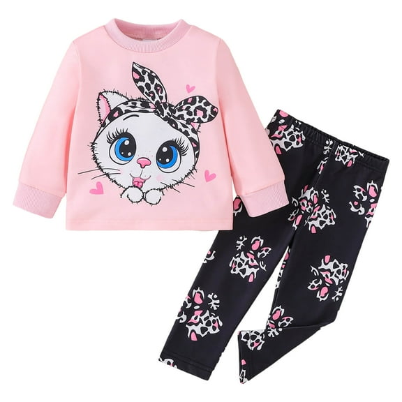NIEWTR Toddler Baby Girl Clothes Girl Outfit Long Sleeve Pants Or Skirt Sweatshirt Pants Fall Winter Clothes Set Girl Gift Set Pajamas & Dailywear Set,2-3 Years