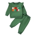 thumbnail image 1 of NIEWTR Toddler Baby Girl Clothes Long Sleeve Color Block Sweatshirt Top Drawstring Pants Set 2Pcs Fall Winter Outfits Girl Gift Set,12-18 Months, 1 of 4