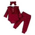 thumbnail image 1 of NIEWTR Toddler Baby Girl Clothes Outfits Ribbed Long Sleeve Pullover Sweatshirts Pants Girl Outfit Set Fall Winter Outfit Pajamas & Dailywear Setï¼Wineï¼3-6 Monthsï¼, 1 of 4