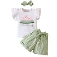 thumbnail image 1 of NIEWTR Toddler Baby Girl Clothes Sleeveless Tie-Up Ruffle Tops Linen Pants Set Infant Summer Outfits 2Pcs Summer Beach Outfits 5-6 Years,Green, 1 of 8
