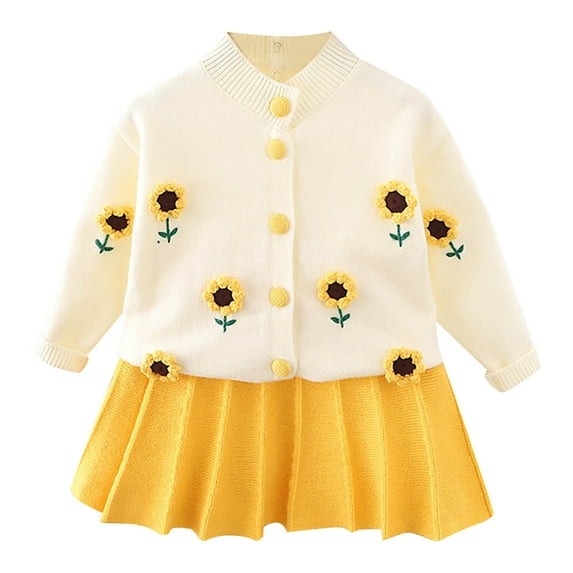 NIEWTR Toddler Baby Girl Clothes Winter Contrast Color Color Long Sleeve Pullover Sweatshirt Pants or Skirt 2Pcs Fall Outfits Set