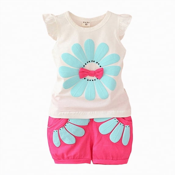 NIEWTR Toddler Baby Girl Outfits Plaid Flying Sleeve Ruffle Tops Shorts Sets and Headband Infant Baby Girl Summer Clothes 2PCS Clothes Set(Hot Pink,6-12 Months)