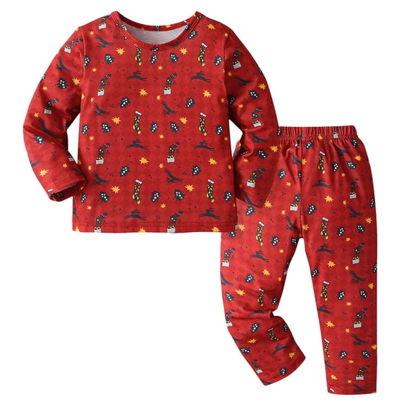 NIEWTR Toddler Baby Girl Silk Pajamas Set Floral Print Long Sleeve Button Shirt Pants Matching Pjs Lounge Set Christmas Pajamas Sets (2-3 Years,Red)