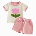 thumbnail image 1 of NIEWTR Toddler Baby Girl Summer Clothes Cotton Cute Summer Outfits Short Sleeves 2 Pieces Shorts Set 12M - 5T(Pink,0-6 Months), 1 of 9