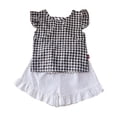 thumbnail image 1 of NIEWTR Toddler Baby Girl Summer Clothes Outfit Funny Letter T Shirt Top Short Set Infant Girl Clothes 6 12 18 months 2T 3T 2Pcs Summer Beach Outfits 12-18 Months,Black, 1 of 8
