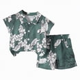 thumbnail image 1 of NIEWTR Toddler Baby Girls Summer Outfits Baby Boy Summer Clothes Short Sleeve Shark Print Tee and Cargo Style Shorts Lounge Shorts 2Pcs 6-12-18-24 Months(Dark Green,4-5 Years), 1 of 6