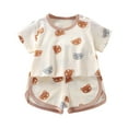 thumbnail image 1 of NIEWTR Toddler Baby Girls Summer Outfits Daisy Ruffle Short Sleeve T-Shirts Tops Floral Shorts 2Pcs Clothes Set T-Shirt Set 3-4 Years White, 1 of 3